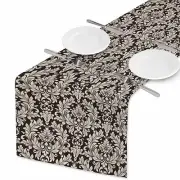 HOSNYE Table Runner Black and White Damask Floral Pattern,Cotton pattern-B011