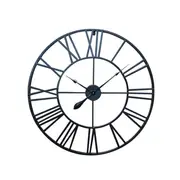 Round Wall Clock Metal Industrial Iron Vintage Antique