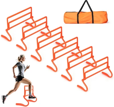 6 Pack of Agility Hurdles with Adjustable Height Extenders, Speed Training Hu...