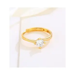 首飾合金鍍金簡約時尚戒指女四爪鑲嵌合成立方氧化鋯求婚女戒