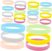 Kisangel 24Pcs Glow the Dark Silicone Wristbands Unique Light Up Party Favors for Adults Neon Colors for Festivals Birthdays and Night Events