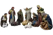 Nacimiento Navideño 12" Christmas Nativity Scene 11 Pcs Set Jesus,Maria Y Jose