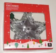 Vintage Style 11 Silver Tinsel Multi-Color Light Christmas Tree Top Topper Star