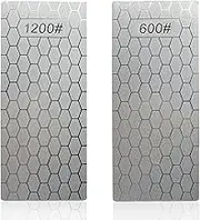 Orssmigs 2 x Diamond Sharpening Stone Knife Sharpener Professional 600/1200 Honeycomb Surface Plate Diamond Grinding Stones Whetstone for Knives Sharpening Stone with Non-Slip Base Grit for Various