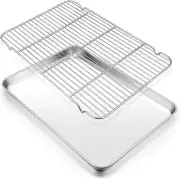 Large Baking Sheet with Rack Set, 20”X14” Stainless Steel Cookie Sheet Pan for