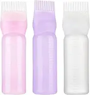 3 Pack Root Comb Applicator Bottle - With Graduated Scale, Hair Oil ApplicatorBottle, Dye Bottles A-pplicator Brush, Shampoo Scrubber Applicators, For Hairs Dye Shampoos Hair Salons, For Scalp