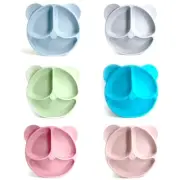 Baby Suction Plate Silicone Smile Bear Tableware Compartment Eating Training