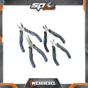 SP Tools 4 Pcs Plier Cutter Set - Mini Combination Long Nose Pliers End Cutters