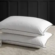 Medium Firm Feathers Down/Poly Pillow King Size Set of 2, Luxury Feather Pill...