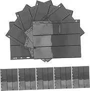 TEHAUX 10pcs Double-Sided Storage Book Postage Stamps Stamp Protector Stamps Extra Pages Postage Stamp Storage Sleeves Stamps Album Refills Dual Sided Stamps Storage Page PVC Black