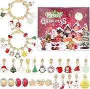 Christmas Advent Calendar Bracelet, 24 Days Christmas Countdown Calendar Bracelets Set DIY Jewelry Making Kit 2024 Christmas New Year Birthday Gift