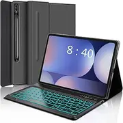 Samsung Galaxy Tab Keyboard Case for S10+/S9FE/S9/S8/S7 12.4 Inch, 7 Colors Backlit, Smart Detachable Wireless Keyboard With S Pen Holder - Grey