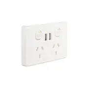 Trader Leopard/Cheetah CHLEPP2USB2G - Fully Integrated Dual USB Charger Power Point 5V 1.7A/3.4A - White