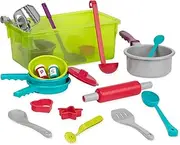 Battat – Cooking Set – Pretend Play Toy Dishes Set - Plastic Kitchen Toys for Toddlers 3 Years + (21-Pcs), Lime Green (BT2533Z)