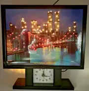 New New York Manhattan Fiber Picture Light w/ Clock (Brooklyn Bridge , WTC View)