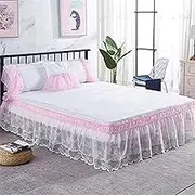 Bed Valance Skirt, Extra Deep Frilled Valance Lace Bed Skirts Fitted Sheet Single Double Super King Grey Bed White Plain Dyed Polycotton Valance