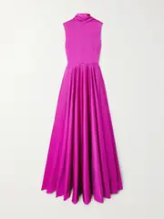 [Solace London] Solace London - Emelia Hammered-satin Gown - Fuchsia - UK 10 UK 10 Pink