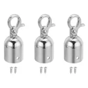 0.8"x2" Stanchion Rope End Stopper 3pcs Cord End Caps Barrier Rope End Silver