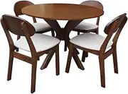 Priceworth Gordon 5-Piece Round Table and Chair Set, 1 Table and 4 Chairs, Elegant & Durable Room Furniture, MDF Timber Construction, Walnut Finish