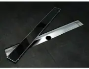 Mondella 900mm Black Glass Insert Shower Floor Drain Grate and Waste Tray