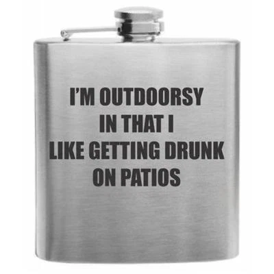 I'm Outdoorsy Stainless Steel Hip Flask 6oz