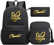 [OmobY] 3pcs/Set Charli D'AmeLio Anime Satchel School Backpack Oxford Pencil Bag Messenger Bag