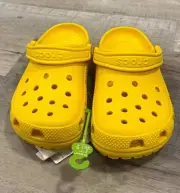 Crocs Classic Crocband Clogs Juniors Kids Size J6 Yellow Slip On Lightweight