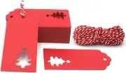 100 PCS Red Christmas Tree Gift Tags Paper Tags with String Gift Wrapping Tags B