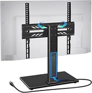 Greenstell TV Stand with Charging Station, Universal TV Mount Stand for 32-55 inch, TVs - Height Adjustable, Swivel Table Top TV Stand with Tempered Glass Base, Holds up to 88 LBs, Max VESA 400x400mm