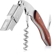 Wine Corkscrew, Multifunctional Stainless Steel Wine Corkscrew Spring-Loaded Double Lever, Serrated Foil Cutter, with Handle Wine Tool Wine Opener for Bar Restaurant Waiters, Bartenders (Grid)