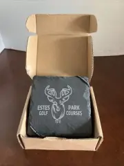 Set Of 4 Joseph Elliot Estes Golf Park Slate Drink Coasters No Slide NIB 4x4”