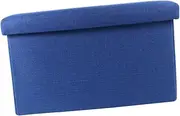 Alipis Foldable Storage Box with Linen Fabric Chest Dark Blue for Bedroom Living Room Lightweight Foot Rest for Easy Storage for Books