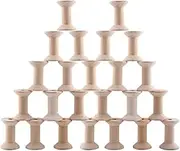 Daseeme 24Pcs Wooden Empty Thread Spools Large Unfinished Wood Spools Wire Weaving Bobbins for Arts Crafts Cord Roll