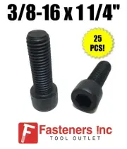 (Qty 25) 3/8-16 x 1-1/4" Socket Head Allen Cap Screw 12.9 Black Oxide / Plain