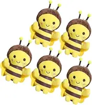 DOITOOL 5pcs Cute Plush Bee Keychain Charms Fluffy Stuffed Animal Pendant Adorable Bag Hanging Decor Soft Key Ornament for Adults Backpack Accessory