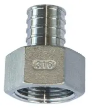 PACK OF 10 - 1" Stainless Steel PEX Adapter FNPT x PEX Barb Crimp Fitting SS 316