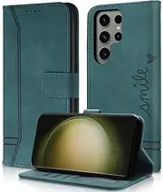 AsWant Mobile Phone Case for Samsung Galaxy S23 Ultra 5G Case - Magnetic Book Premium PU Samsung Galaxy S23 Ultra Case Wallet Flip Case Protective Cover for Samsung S23 Ultra 5G (Green)