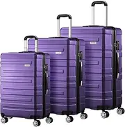 [MAZAM] 3PC Suitcase Luggage Set Trolley Lightweight Purple