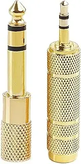 2PCS Headphone Adapter 6.35mm 1/4" Male to 3.5mm 1/8" Female and Audio Stereo Plug 3.5mm 1/8" Male to 6.35mm 1/4" Female