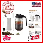 Cold Brew Coffee Maker - 32 oz Wide Mouth Mason Jar Pitcher with Stainless St...