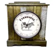 Rustic Farmhouse Desk Clock,Cow,Wood,Square,Roman Numerals,11.5x9x3",Hobby Lobby