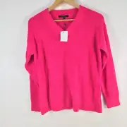 NEW Portmans womens knit sweater jumper size M pink long sleeve Vneck 100937