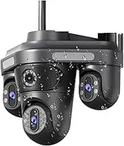 12mp 3lens CCTV Surveillance PTZ Camera WiFi PTZ 360 Auto Tracking Two Way Audio Intercom IP Network Camera Outdoor 4MP(E/U,12MP Add 32G Card)