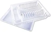 Home Master Dish & Cutlery Rack with Draining Tray Sturdy Compartments (White)