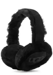 Ugg Shearling Trimmed Suede Earmuffs, Hats, Black, Shearling Trims One Size