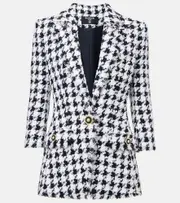 [Balmain] Balmain Houndstooth tweed blazer UK 6 black