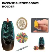 Waterfall Backflow Smoke Incense Burner Handmade Ceramic Holder Retro Style AU