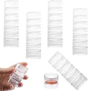 Xinghonyac 5 Set 7 Layer Stackable Round Plastic Containers, Stackable Cosmetic Jars, Pill Box, Clear Plastic Round Storage Jars with Screw Cap Lid for Beads, Buttons, Small Jewelry Findings