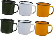 Beatifufu 6 Pcs Vintage Enamel Mugs Drinking Cups for Tea Milk and Soup Premium Enamel Material Safe and Practical for Home Outdoor Use Random Color