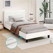 ALFORDSON Bed Frame King Single Size Base Boucle Fabric White